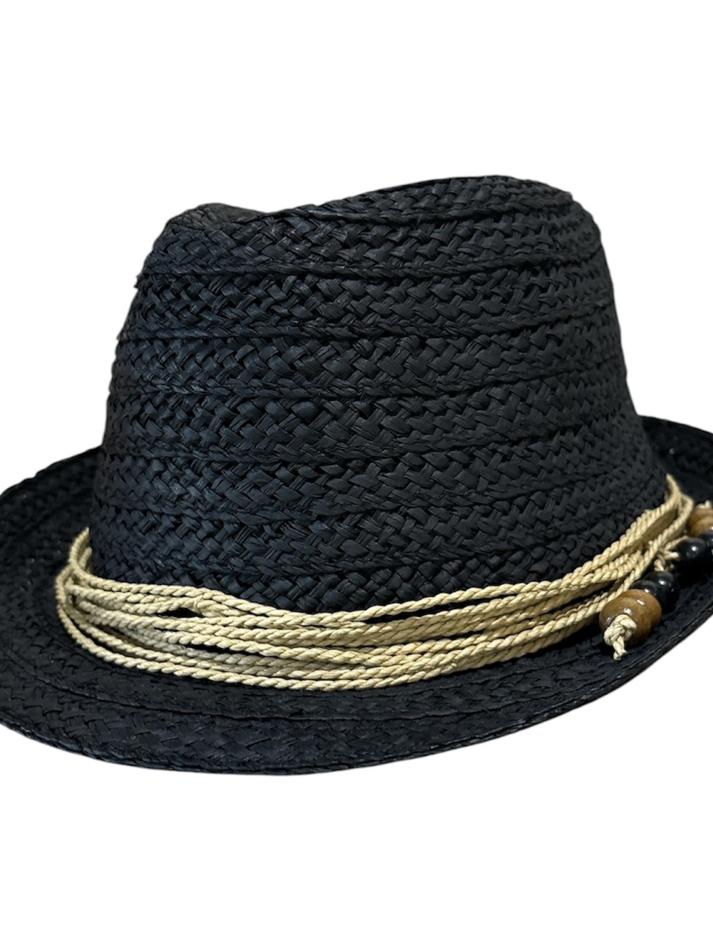 Peter Grimm Black Braided Straw Fedora with Subtle Logo Lining
